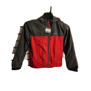 Eddie Bauer Boys Faux Fur  Hooded Jacket. Red/ Grey Size 7/8 New